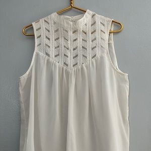 MARISOL LIGHT CREAM SEE THROUGH SLEEVELESS BLOUSE